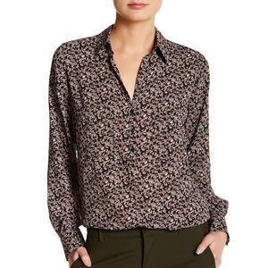 Pleione Black Multi Floral Button Up Size Small EUC